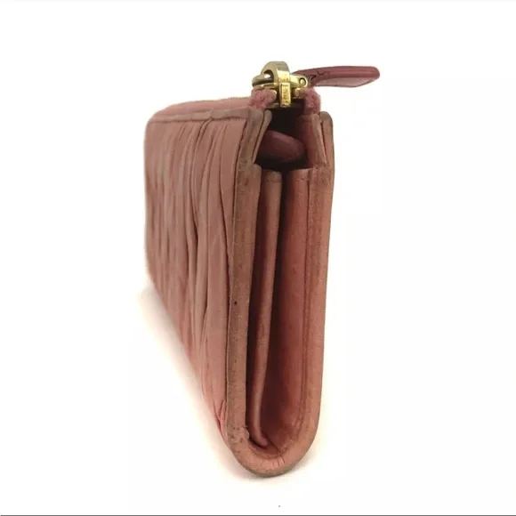 MIU MIU Logo Gather Leather Zip Around Long Wallet - Picture 3 of 8